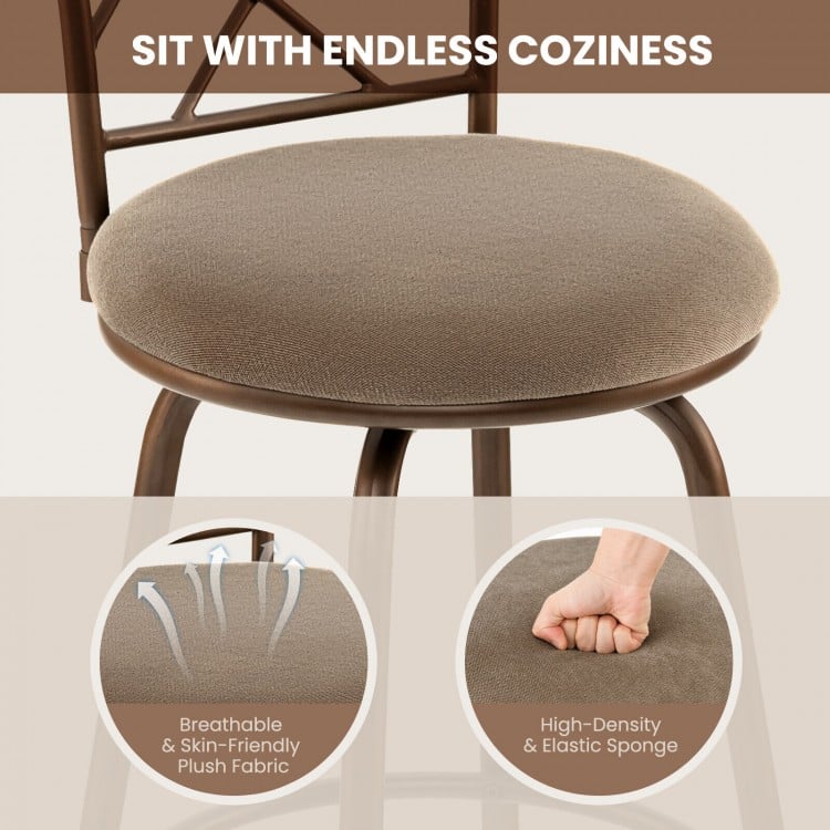 2 Pieces Swivel Pluch Fabrice Cushioned Bar Stool Set-Brown