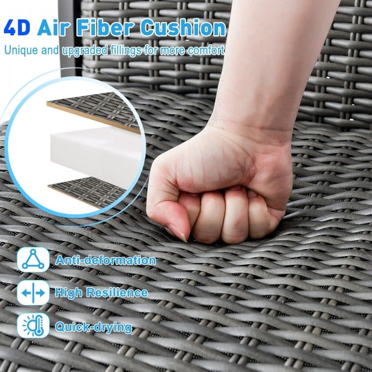 2 Pieces Patio Swivel Bar Chair Set with Quick Dry 4D Air Fiber Cushion
