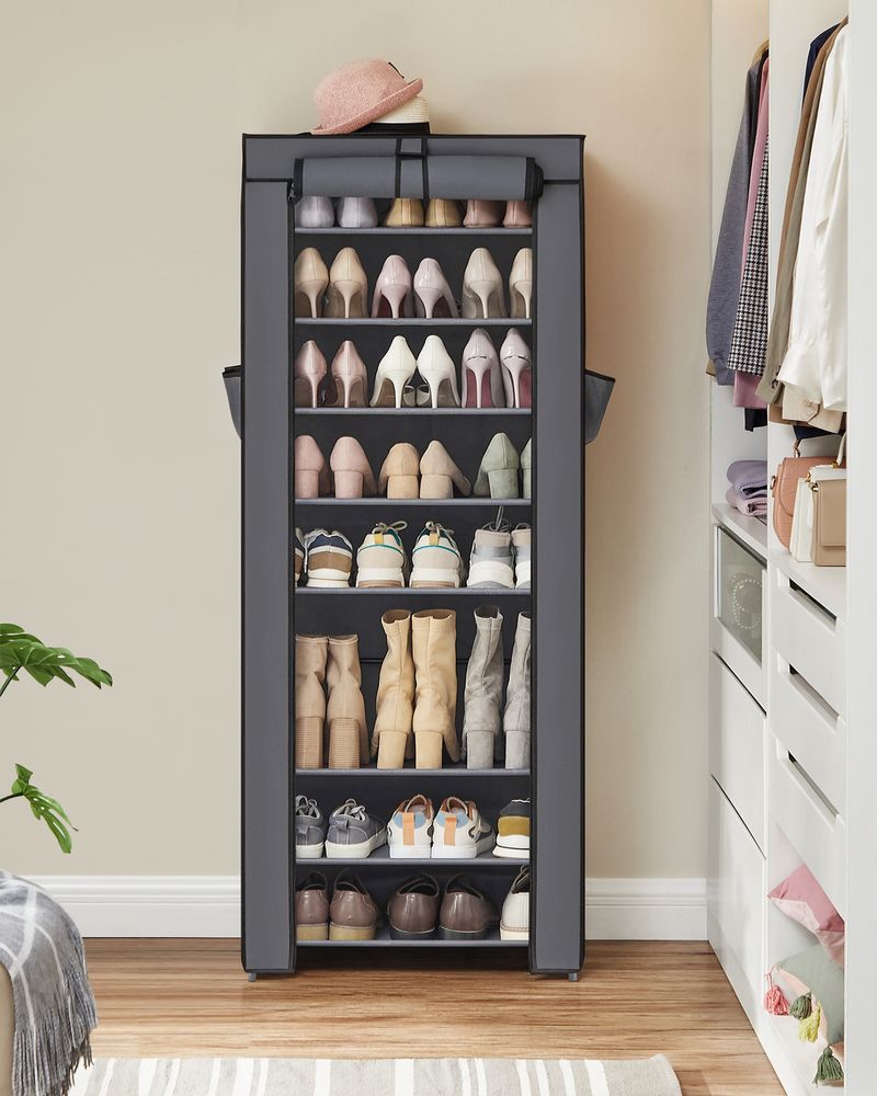 SONGMICS 9 Tier Shoe Rack with Nonwoven Fabric Cover