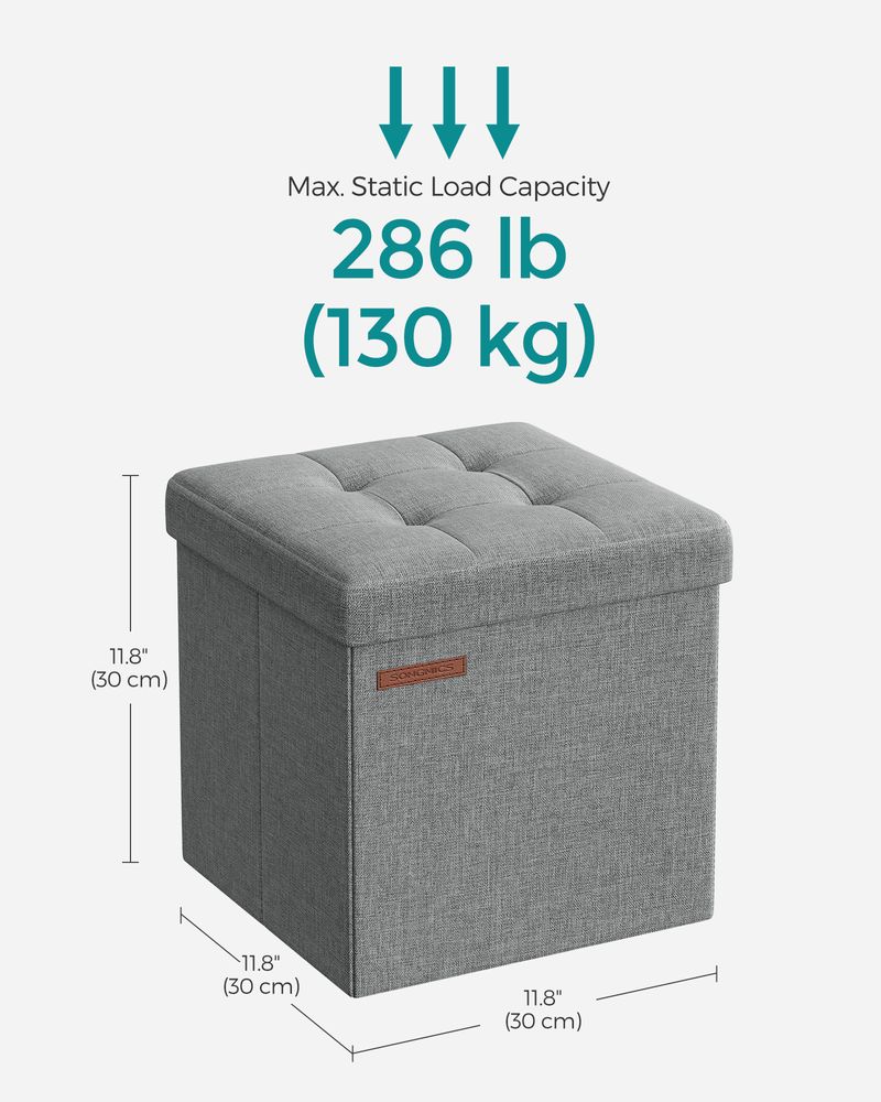 SONGMICS 11.8 Inches Small Folding Storage Ottoman Cube