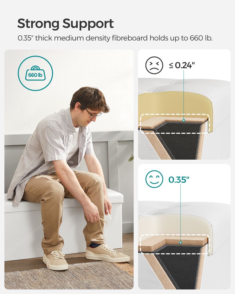 SONGMICS Folding Storage Ottoman Bench