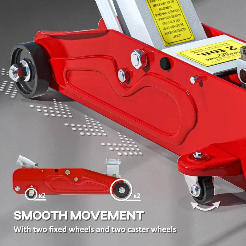 Low Profile Jack, Hydraulic Racing Floor Jack, 4.7"-11.8" Lifting Range, 2 Ton (4,000 lb) Capacity, Red