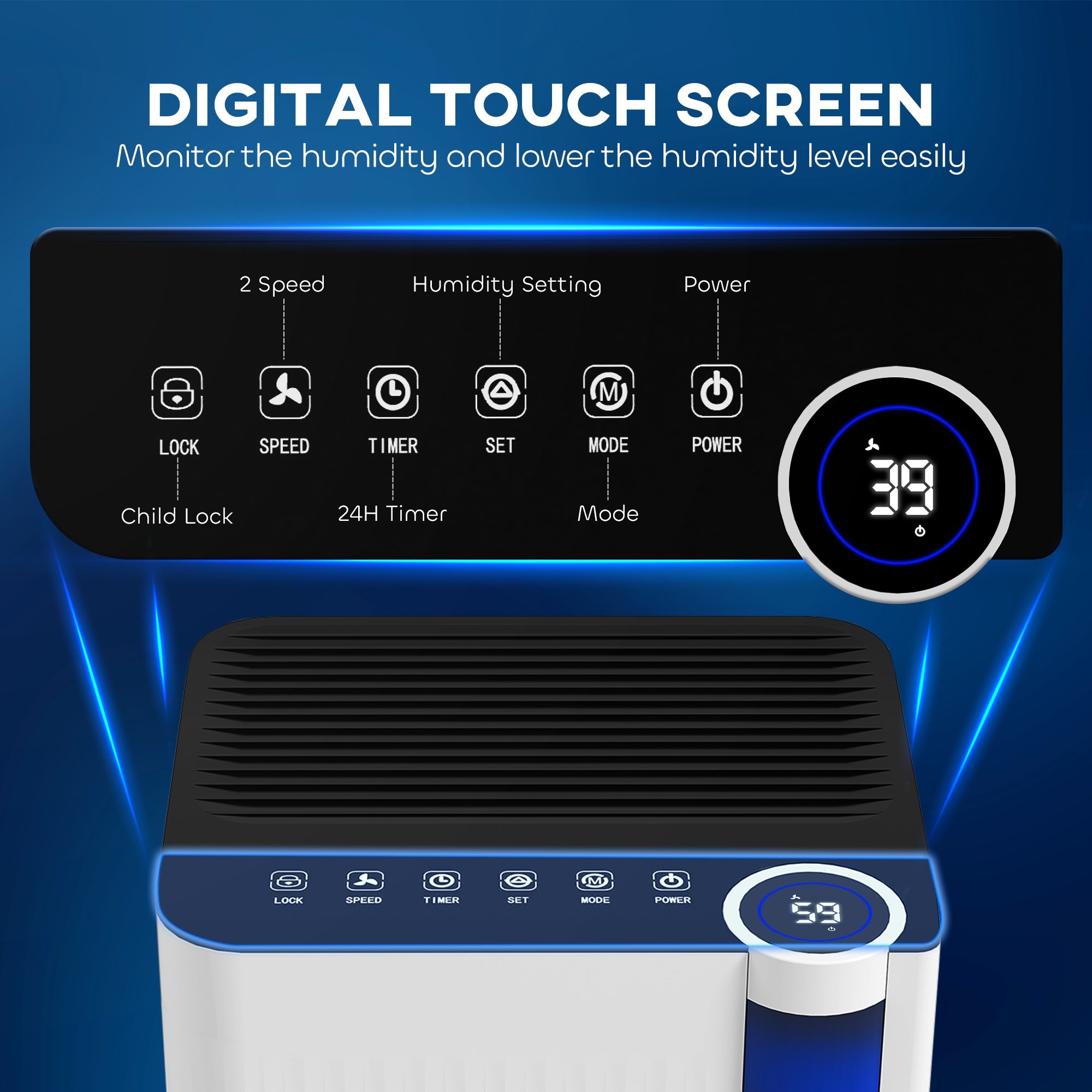 HOMCOM 25pints/Day Dehumidifier with Continuous Drainage, Timer, Dehumidifier for Condensation, Mould, Laundry Drying