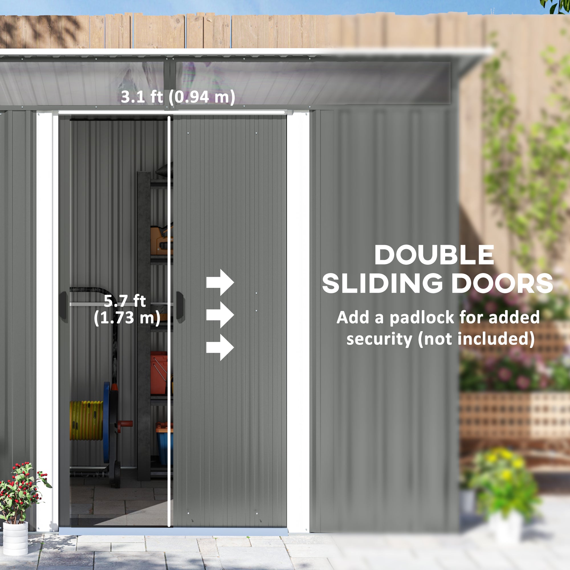 Outsunny 6' x 8.5' Outdoor Metal Garden Shed Utility Tool Storage Steel Backyard House, Dark Grey