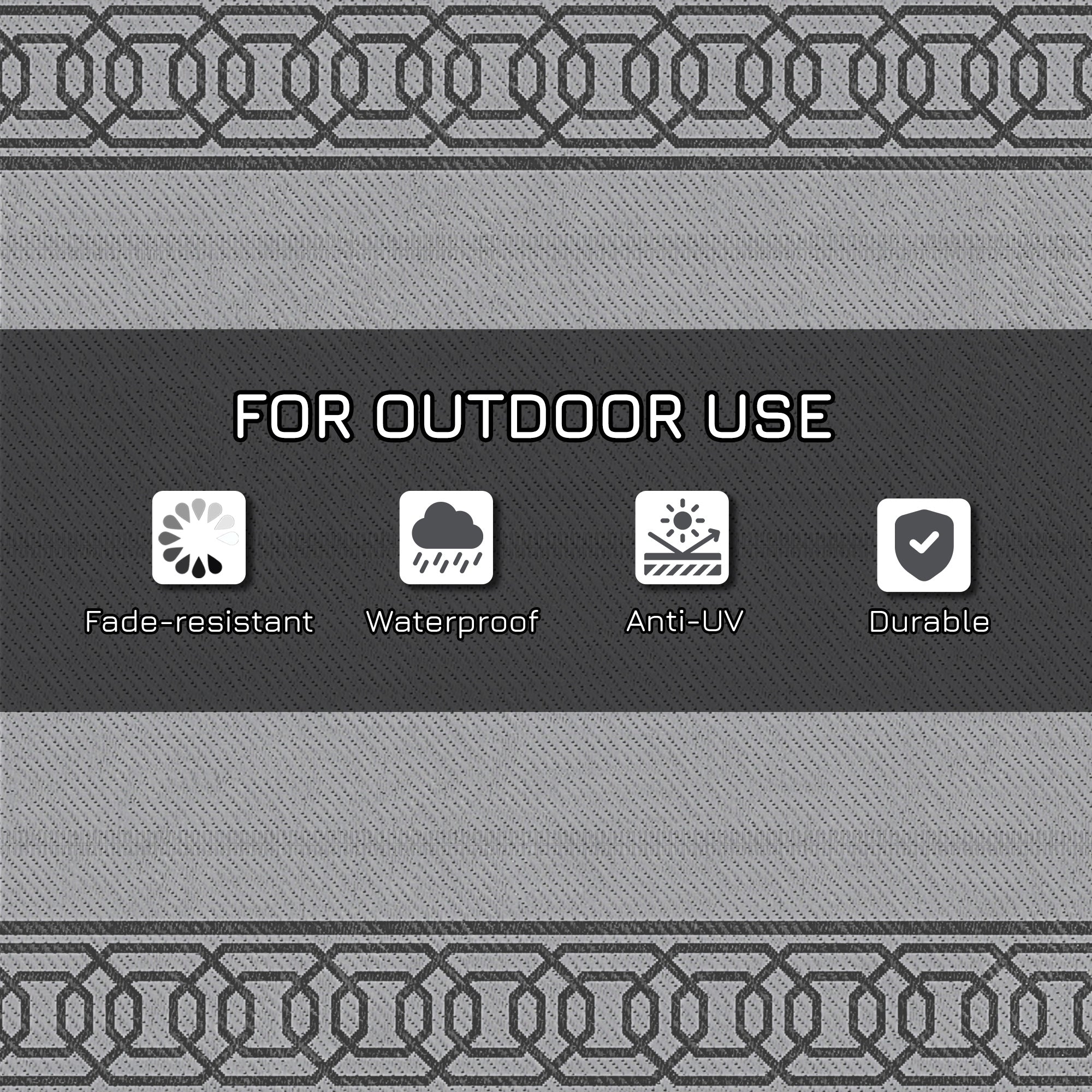 Outsunny 9' x 18' Portable Outdoor Rug Reversible Waterproof Mat with Carry Bag for RV Backyard Deck Black