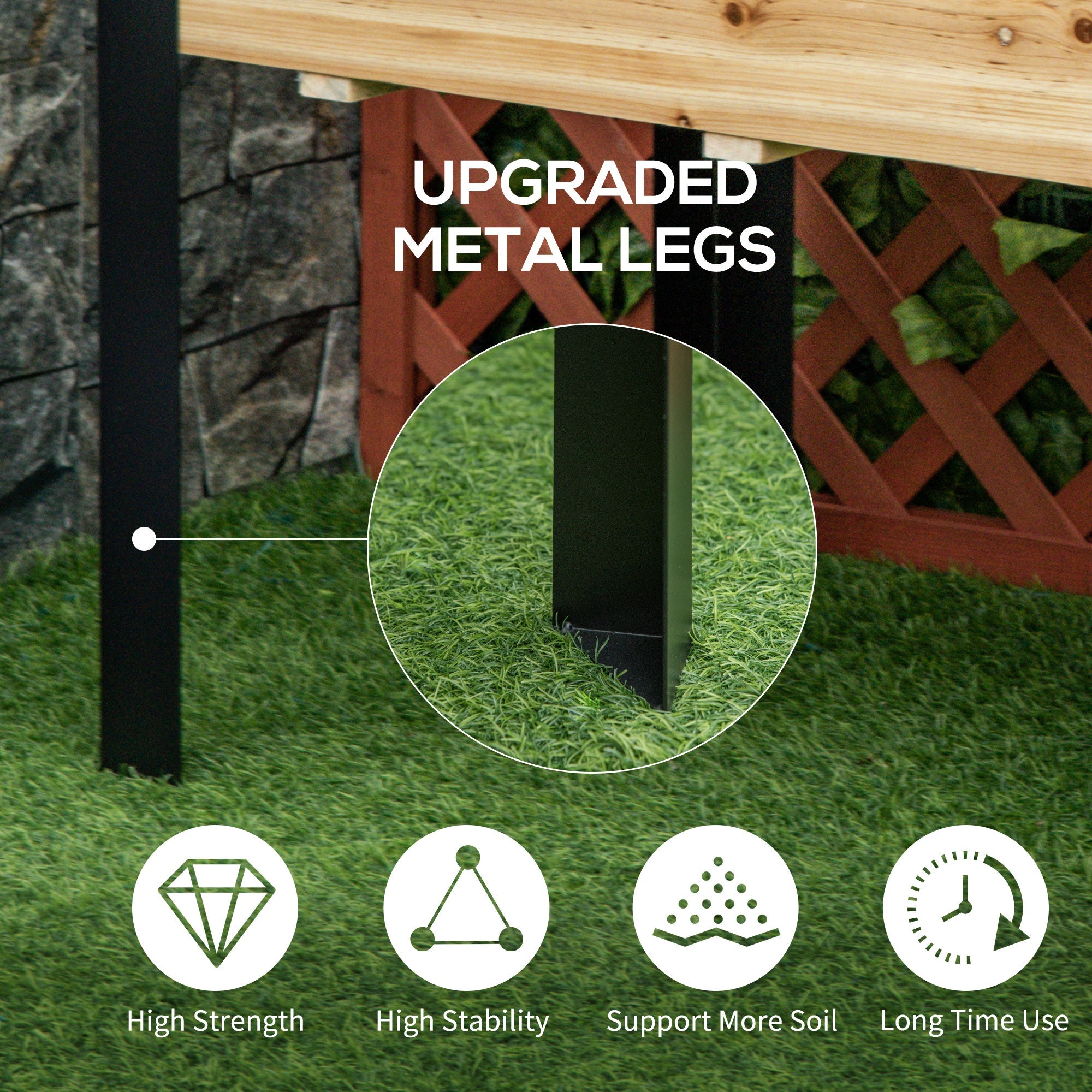 Outsunny Raised Garden Bed 47''x24''x29'' Metal Frame Elevated Planter Box for Vegetables Herbs Flowers Backyard Patio