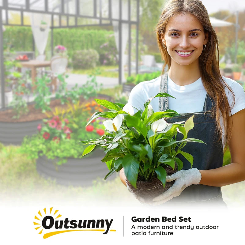 6' x 3' x 1' Large Outdoor Planter Box, Galvanized Raised Garden Bed with Metal Plant Stake, Dark Grey