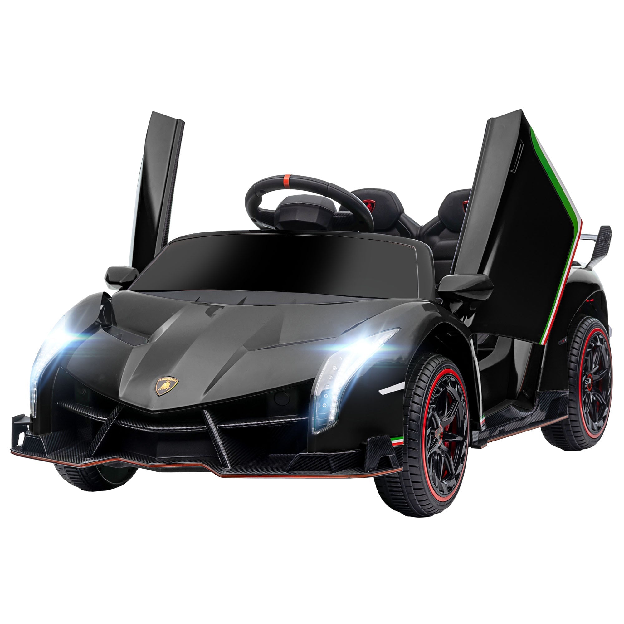 Aosom 12V Kids Ride-On Car: Butterfly Doors, 4.3MPH, Portable Battery, Black