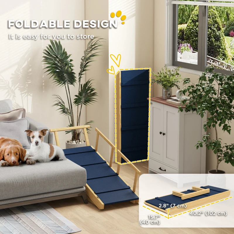 Adjustable Dog Stairs Foldable Dog Steps with Non-slip Mat for Small to Large Dogs for High Bed Sofa Couch