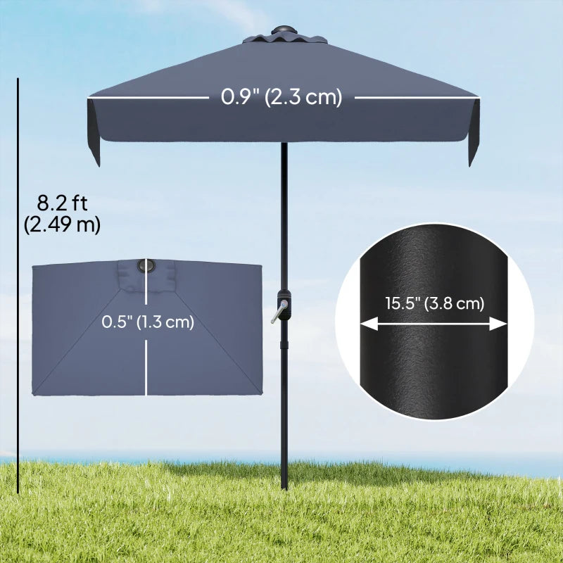 7.5ft Half Umbrella Semi Patio Parasol with Crank Handle, Top Vent for Garden, Balcony- NO BASE INCLUDED, Dark Blue