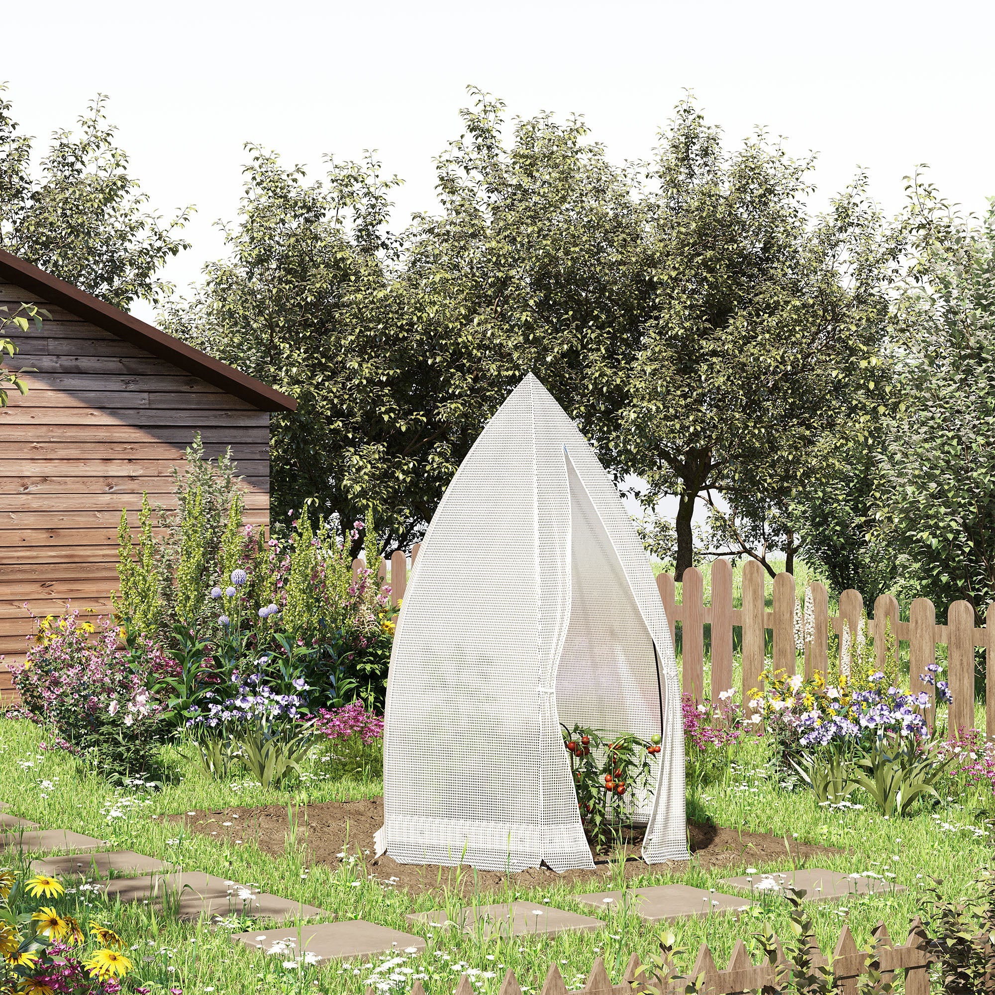 Outsunny Portable Greenhouse: 55"x55"x71" White Zippered Door Outdoor Garden Patio Hot House