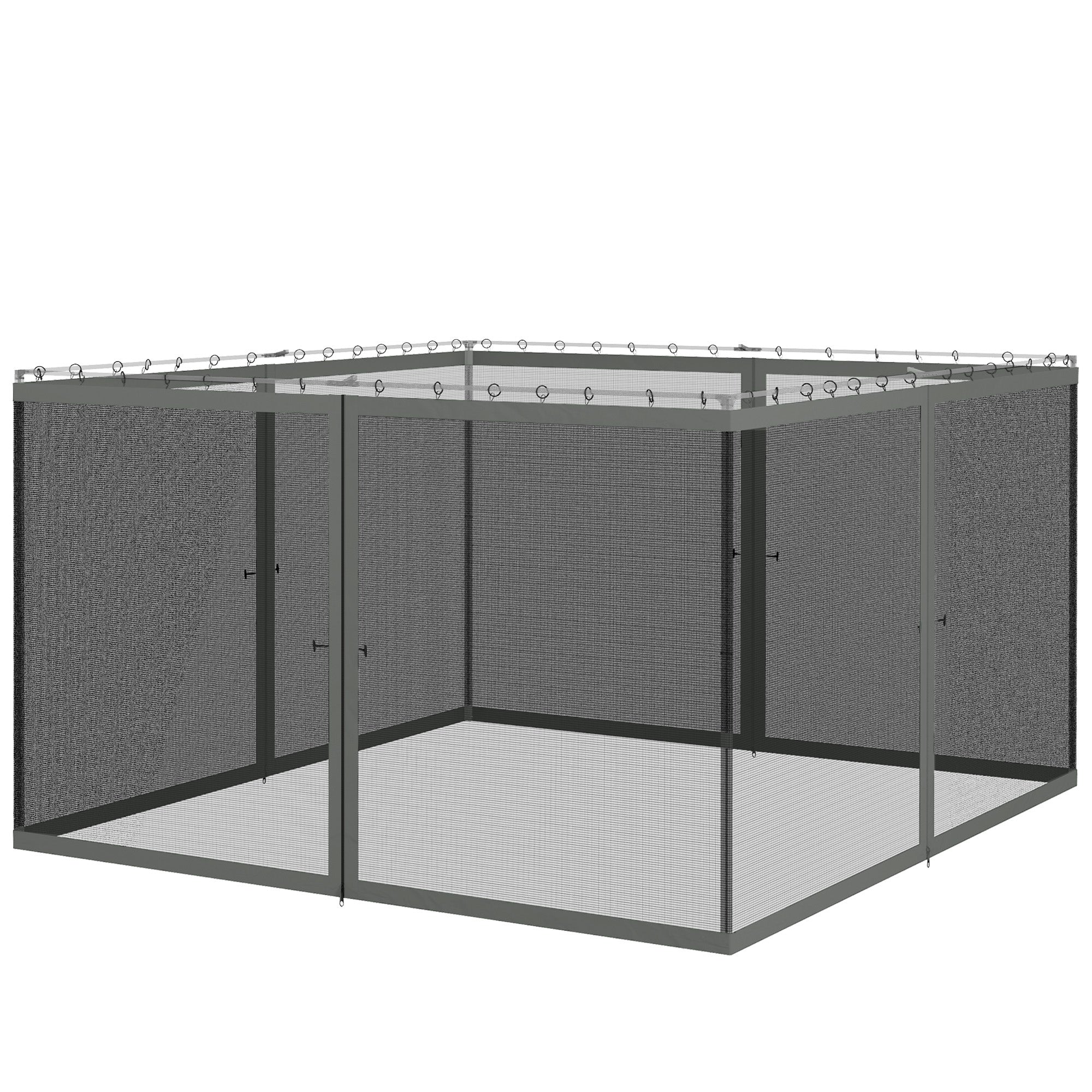 Outsunny Replacement Mosquito Netting for Gazebo 12' x 12' Black Screen Walls for Canopy with Zippers