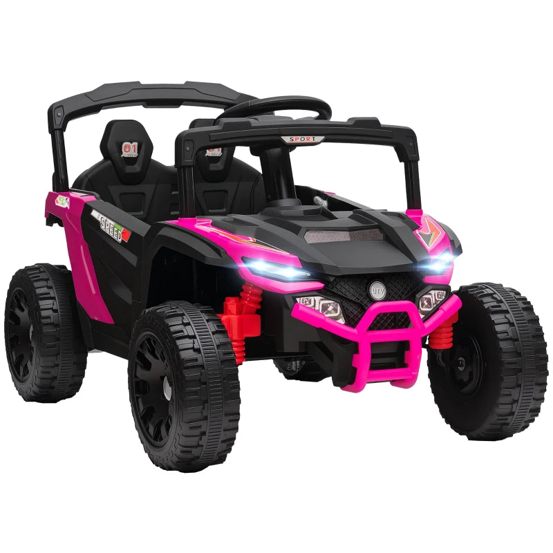 Qaba 12V Kids Ride On Truck with Dual Motors, Rear Suspension, Remote Control for 3-5 Years Boys Girls, Pink