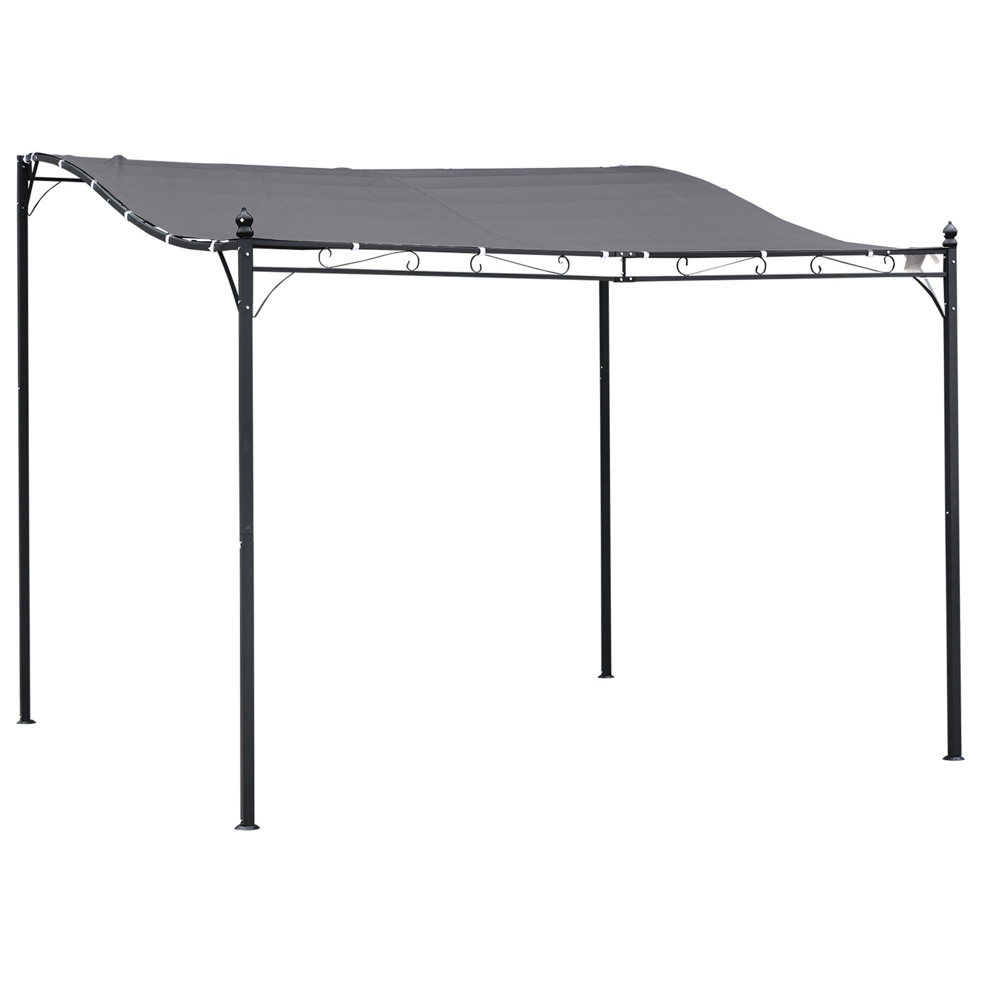 Outsunny 10'x10' Steel Gazebo Canopy Outdoor Sun Shelter Grey Patio Door Porch Cover
