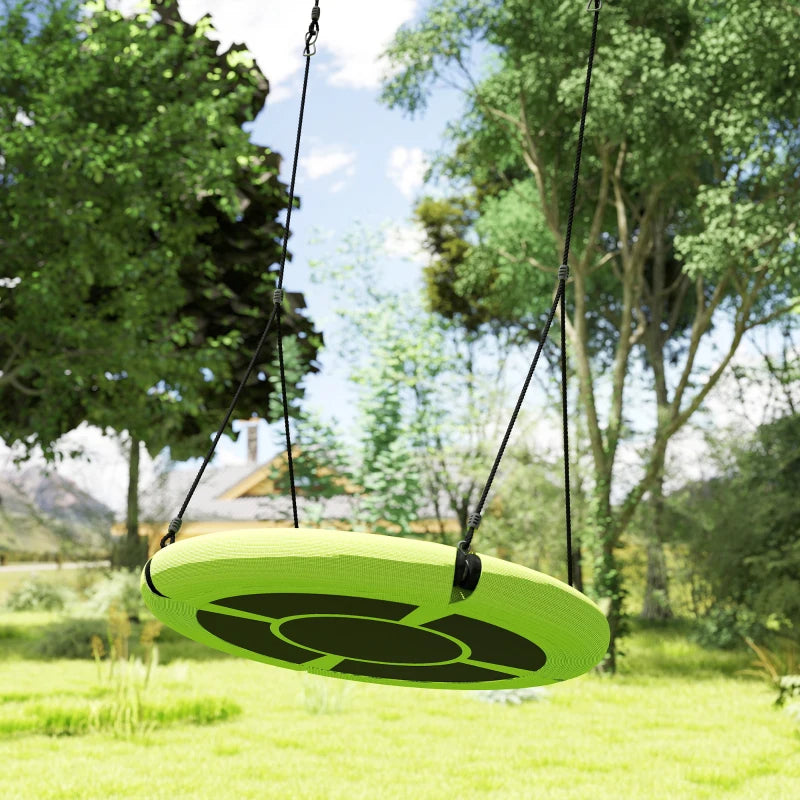 Qaba 100cm Diameter Nest Seat for Kids with Height Adjustable Hanging Ropes for Outdoor, Playground, Garden, Green