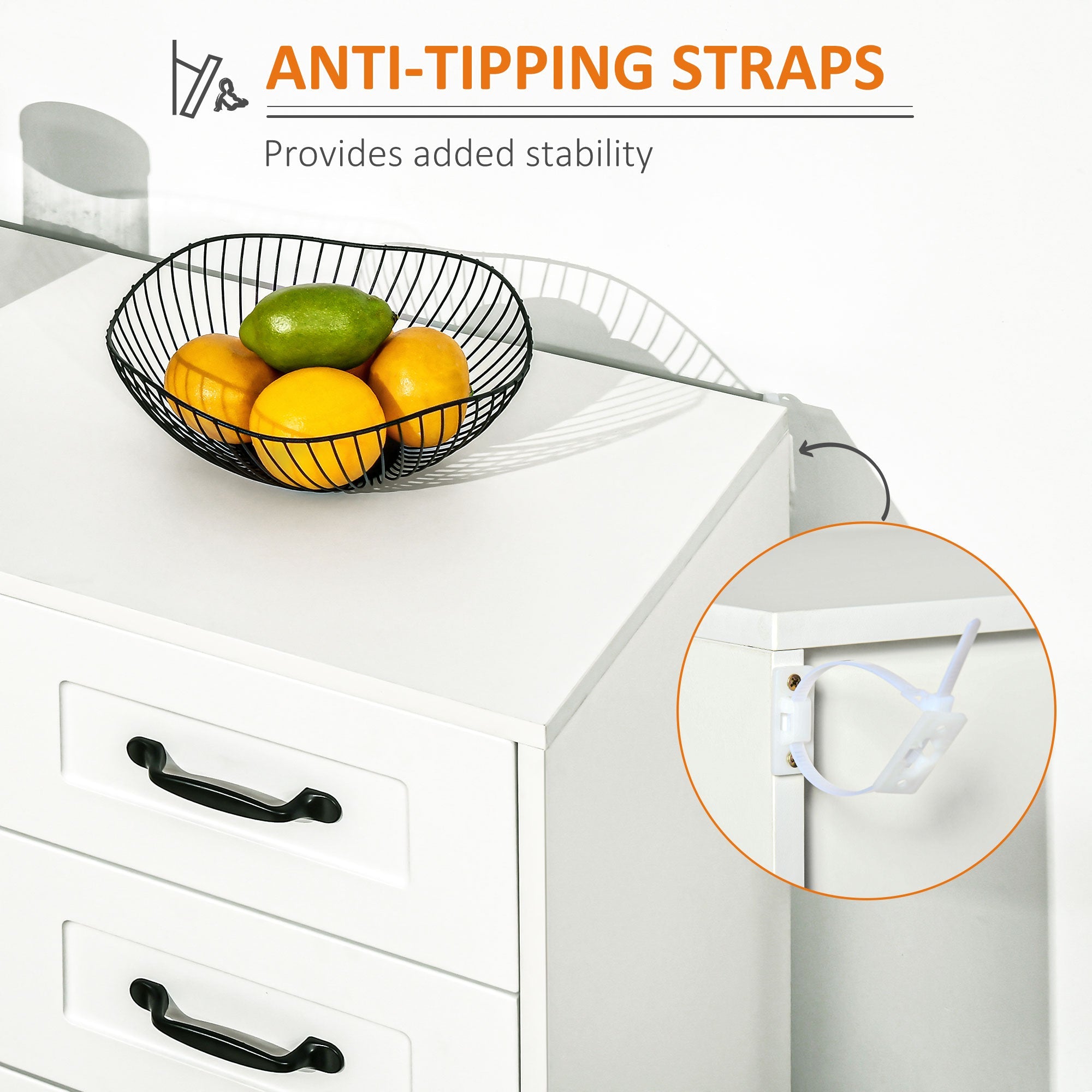 HOMCOM Modern Sideboard Storage Cabinet with Doors Cupboard and Drawers for Living Room Hallway Home Organization White