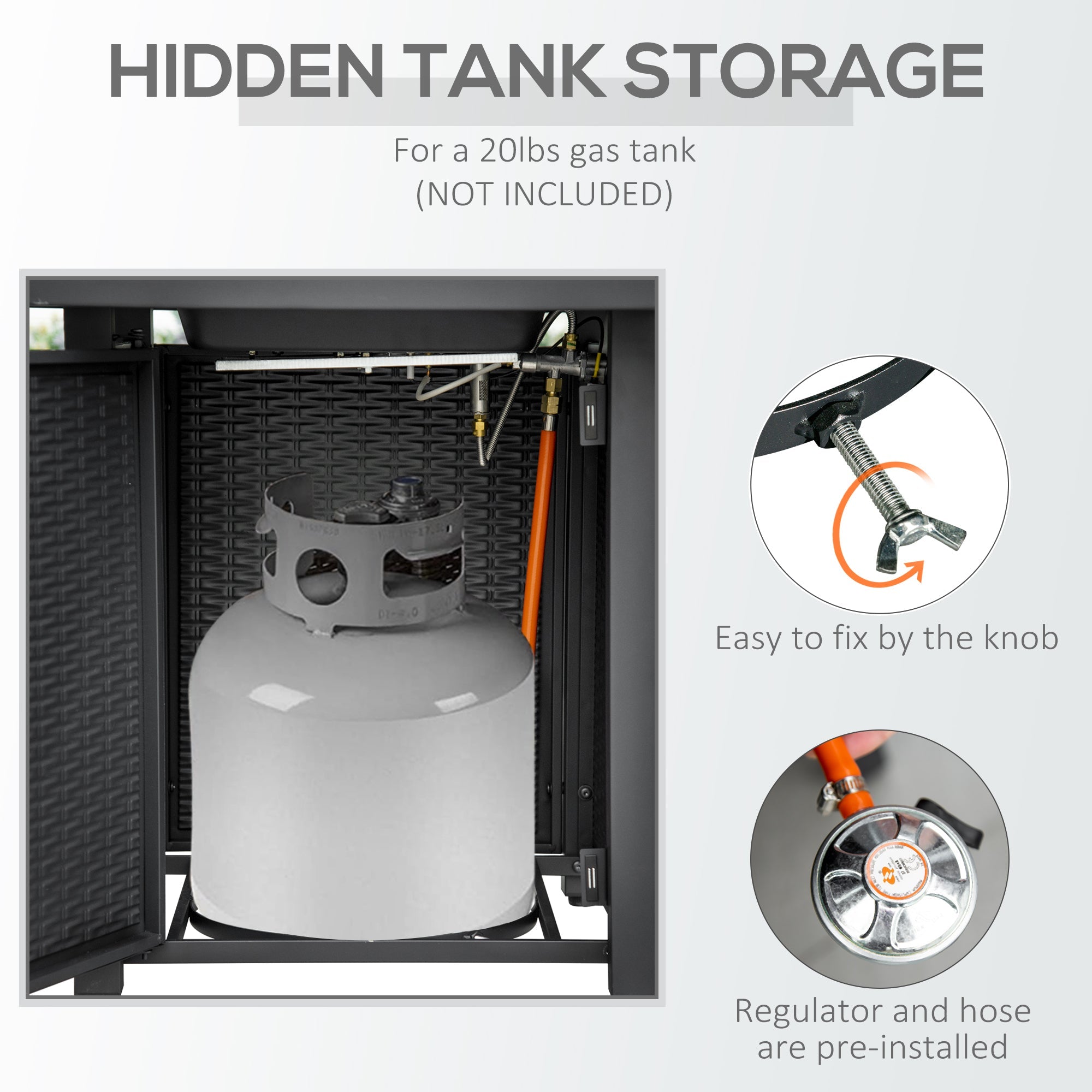 Outsunny Propane Fire Pit Table Smokeless Gas Firepit with 40,000 BTU Burner Thermocouple, Lava Rocks, Cover, Spark Guard