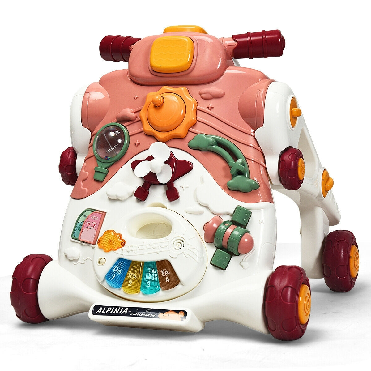 3-in-1 Baby Sit-to-Stand Walker with Music and Lights-PinkÂ