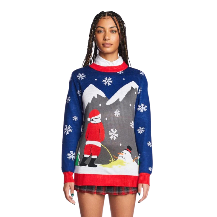 Santa Peeing On Melting Snowman Sweater