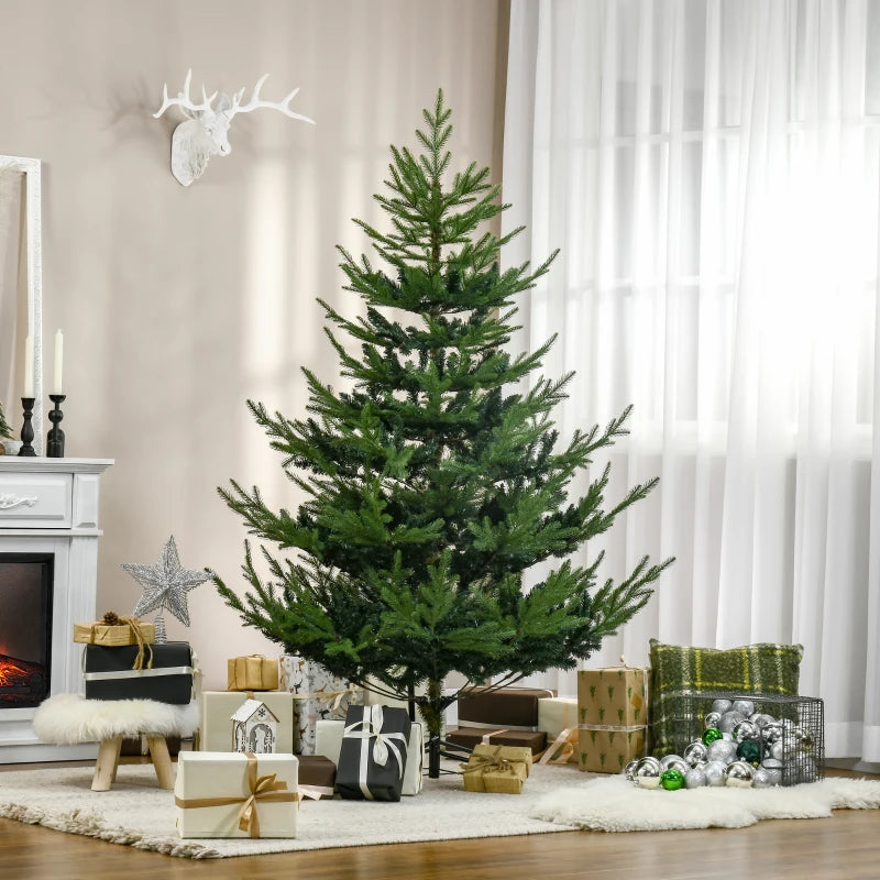 HOMCOM Artificial Christmas Tree with Metal Base, Classic Green Xmas Tree for Holiday Decoration