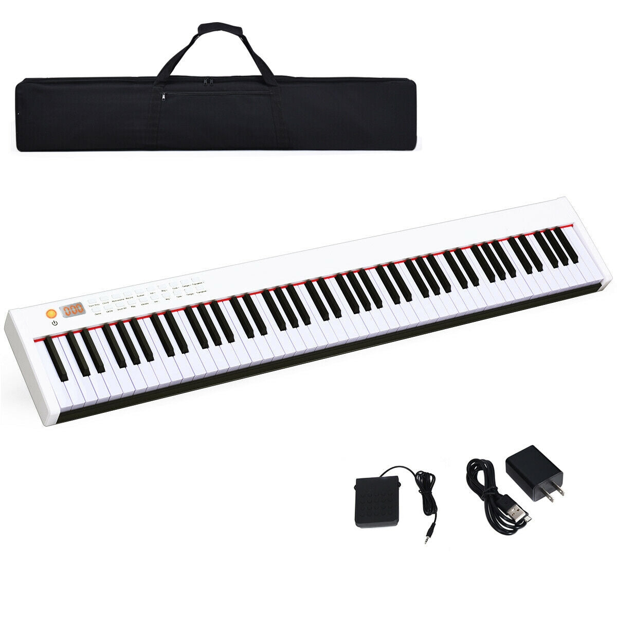 BX-II 88-key Portable Digital Piano with  MP3-WhiteÂ