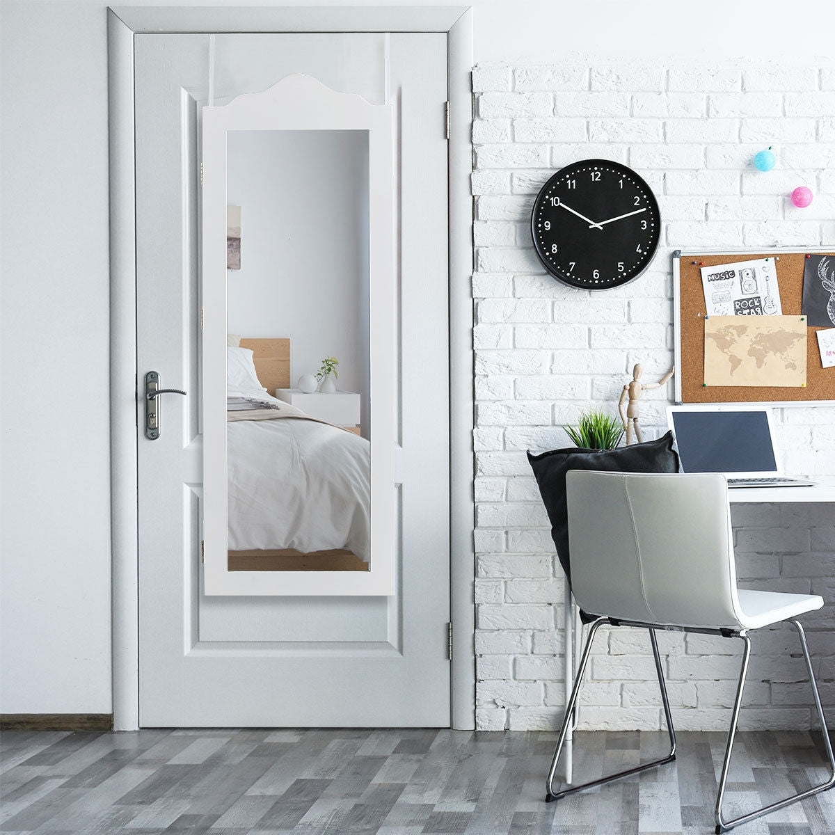 Wall Mounted Mirrored Jewelry Armoire Storage OrganizerÂ