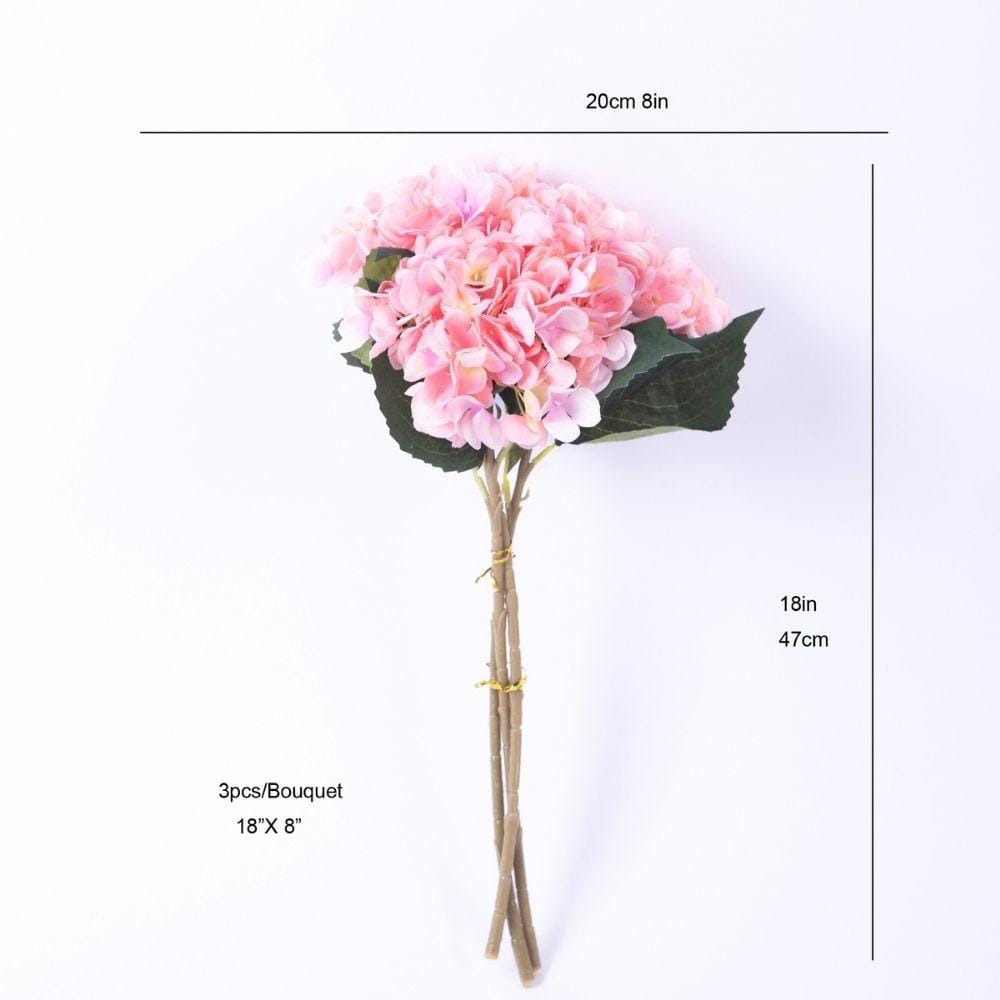 Beverly Artificial Pink Hydrangea Bouquet 18'' X 8'' (Set Of 3)