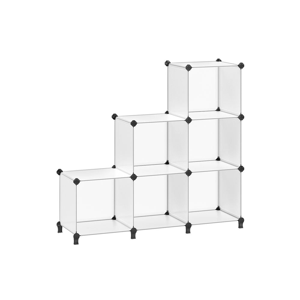 SONGMICS 6 Cube Storage Organizer with Feet and Rubber Mallet , White