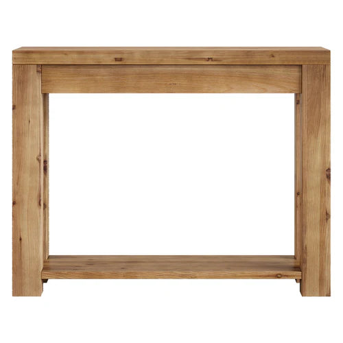 43.31" Solid Wood Console Table 2-Tier Farmhouse Narrow Entryway Sofa Table with Thick Top for Living Room Hallway Rustic Natural