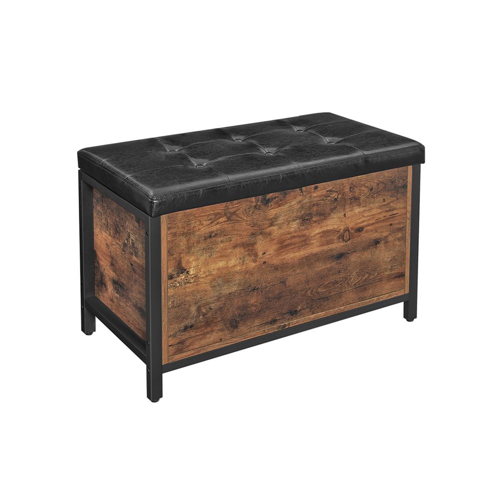 VASAGLE Industrial Rustic Brown Storage Ottoman with Flip Lid