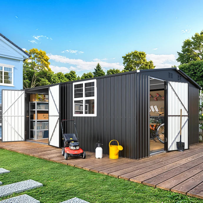 16' x 12' Outdoor Metal Storage Shed with Windows – Large 12x16 Utility Shed