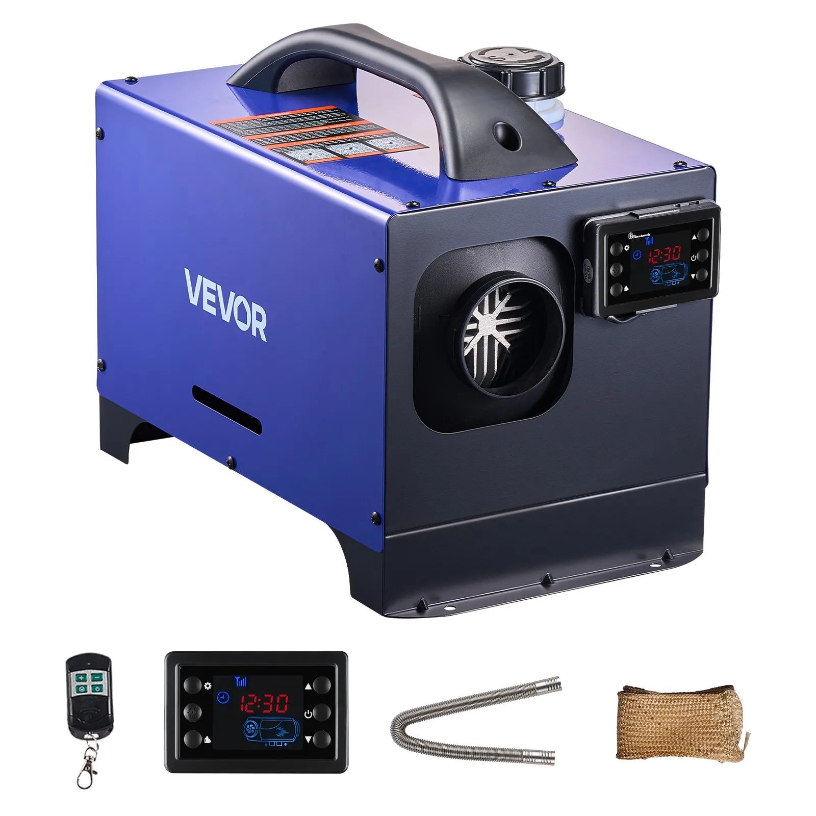VEVOR Diesel Heater, 8KW, DC 12V/24V, All-in-One Portable Diesel Air Heater with Remote Control and LCD Display, Fast Heating Low Noise, 1.3 Gal Fuel Tank for Vehicles, RVs, Vans, Tractors, and Trucks