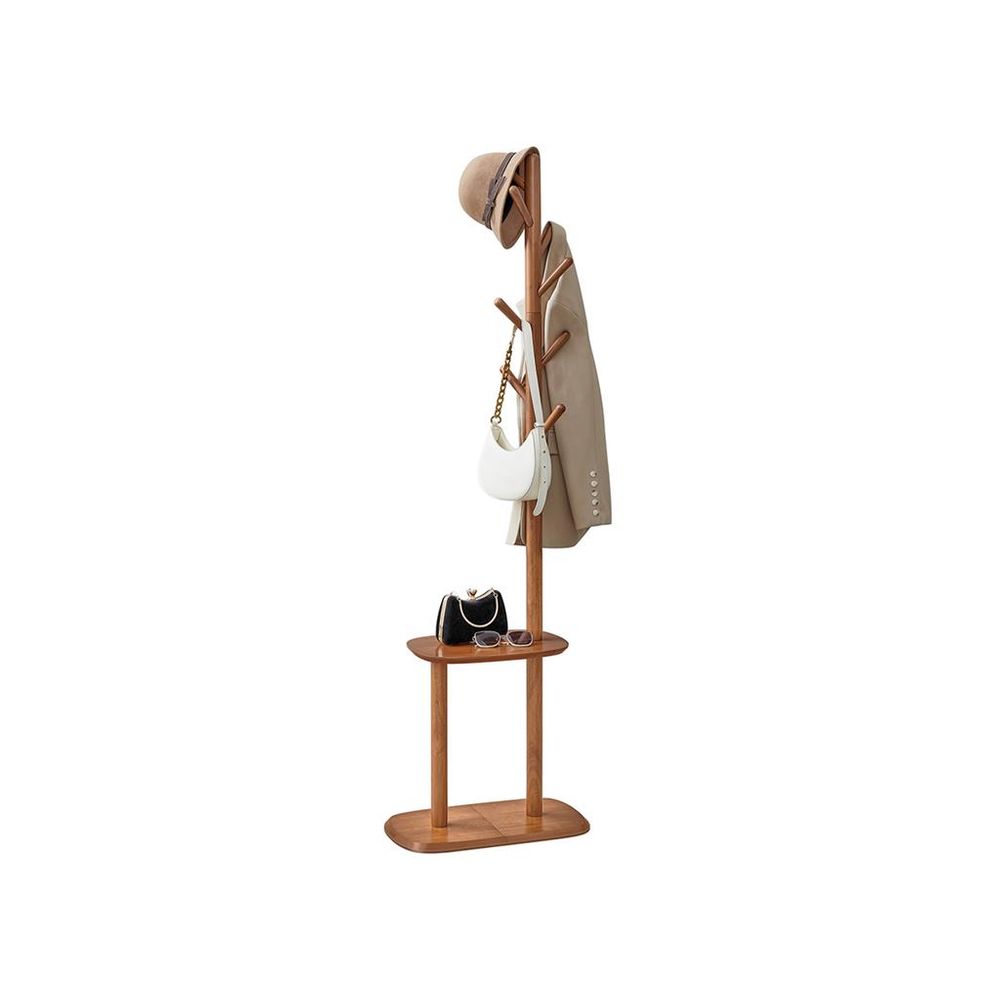 VASAGLE Hall Coat Tree with 8 Hooks and Storage Shelf