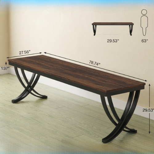 2 Person Desk 78.74" Industrial Double Computer Desk with Metal Frame Large Workstation for Office Study and Gaming Brown & Black