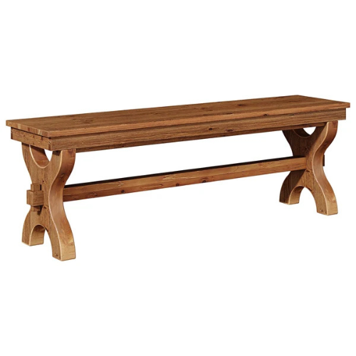 55.11" Solid Wood Farmhouse Bench, Rustic Entryway & End-of-Bed Bench with Curved Legs, 300 lb Capacity, Brown
