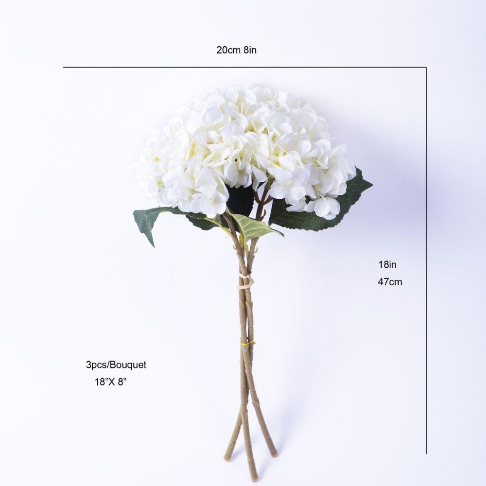 Encino Artificial White Hydrangea Bouquet 18'' X 8'' (Set Of 3)
