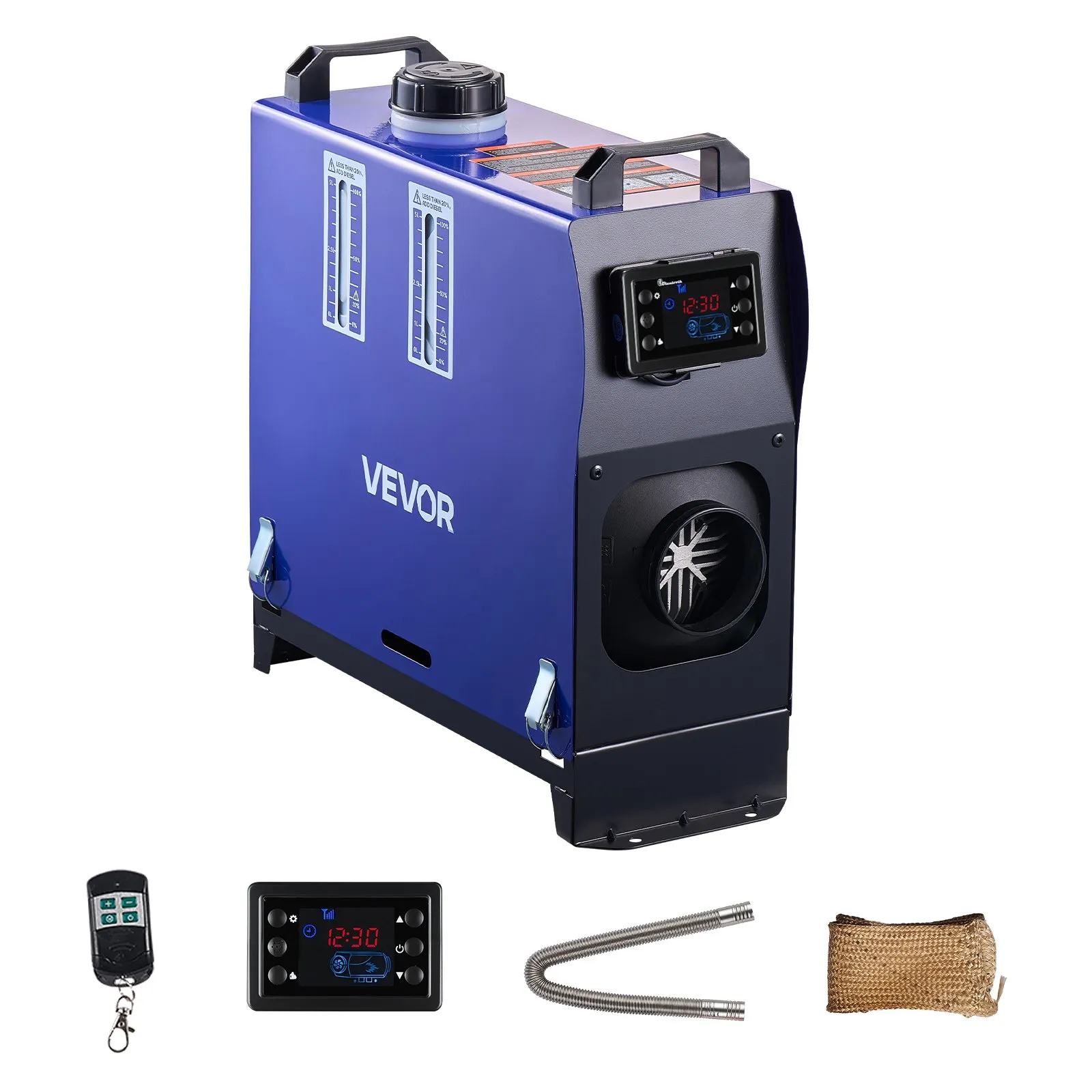 VEVOR Diesel Heater, 8KW, DC 12V/24V, All-in-One Portable Diesel Air Heater with Remote Control and LCD Screen, Fast Heating Low Noise, 1.3 Gal Fuel Tank for Vehicles, Vans, RVs, Campers, and Trucks