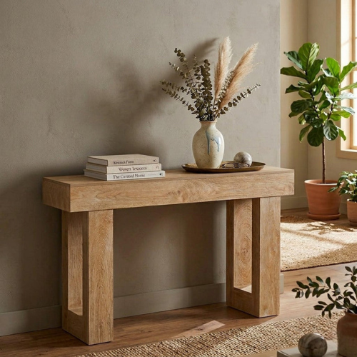 63-Inch Farmhouse Console Table, Wooden Sofa Table for Entryway and Hallway