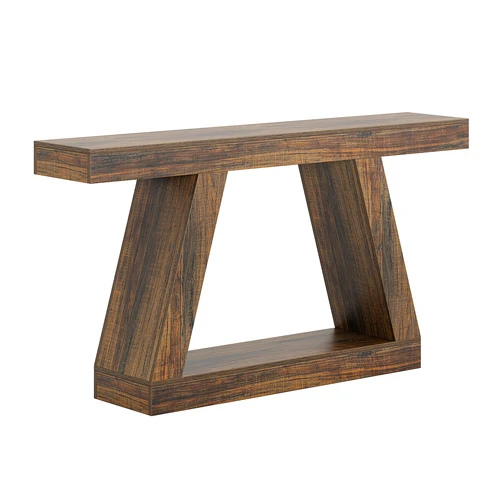 55" Farmhouse Console Table, Entryway Sofa Table with Storage, Rustic Wooden Hallway Accent Table