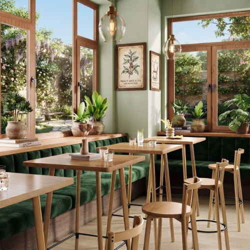 Bar Table Set 39.4" Square High-Top Bistro Pub Table with 2 Chairs Compact Space-Saving Design with Footrests Oak Finish for Home Kitchen Balcony