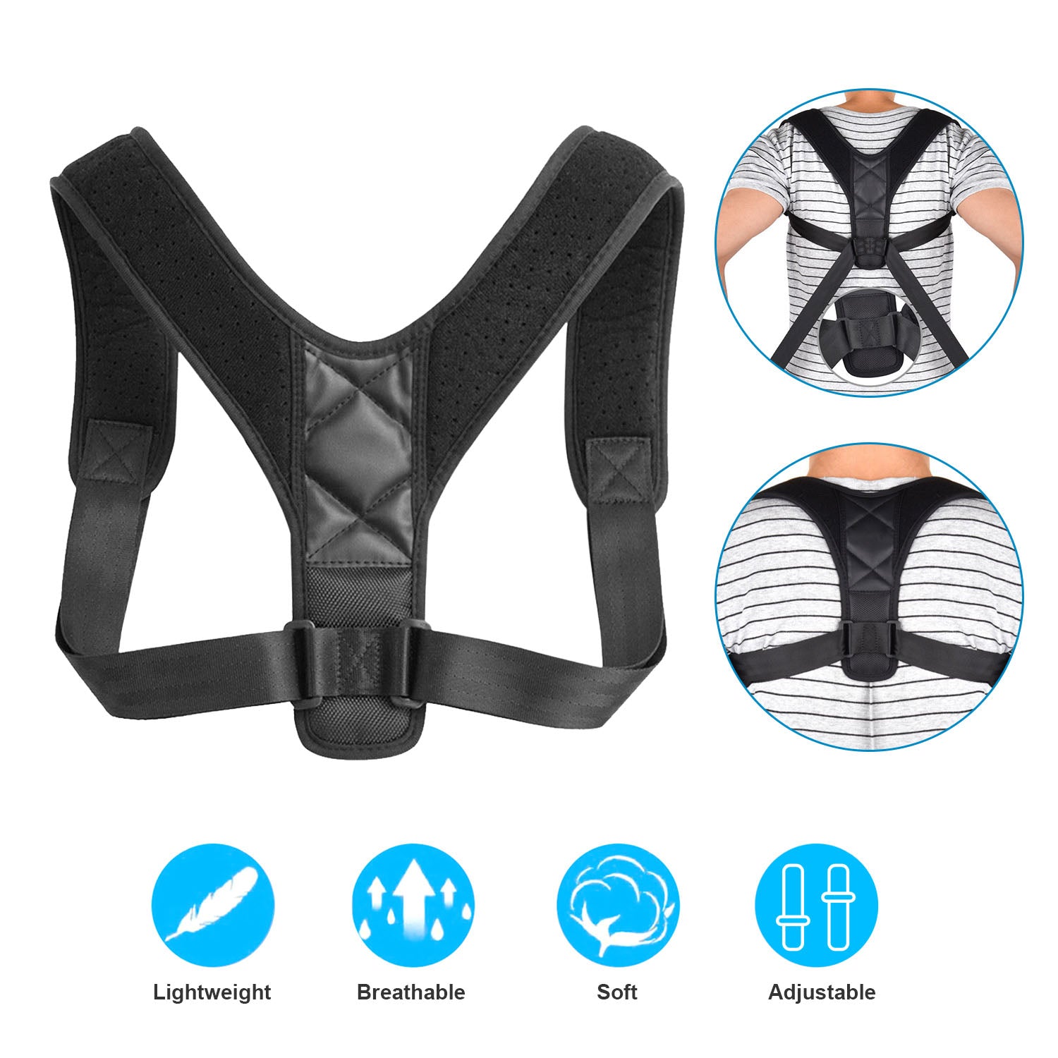 Back Posture Corrector Adjustable Upper Back Braces Clavicle Support Device Shoulder Neck Pain Relief for Men Women