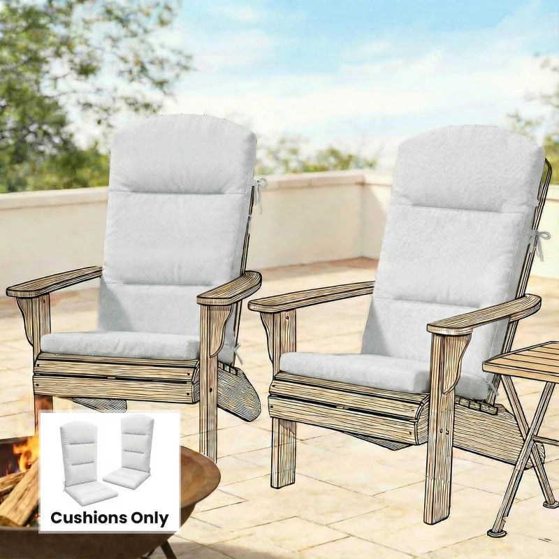 Patio Chair Cushion for Adirondack Chairs Replacement Cushion with Back and Ties, Light Grey