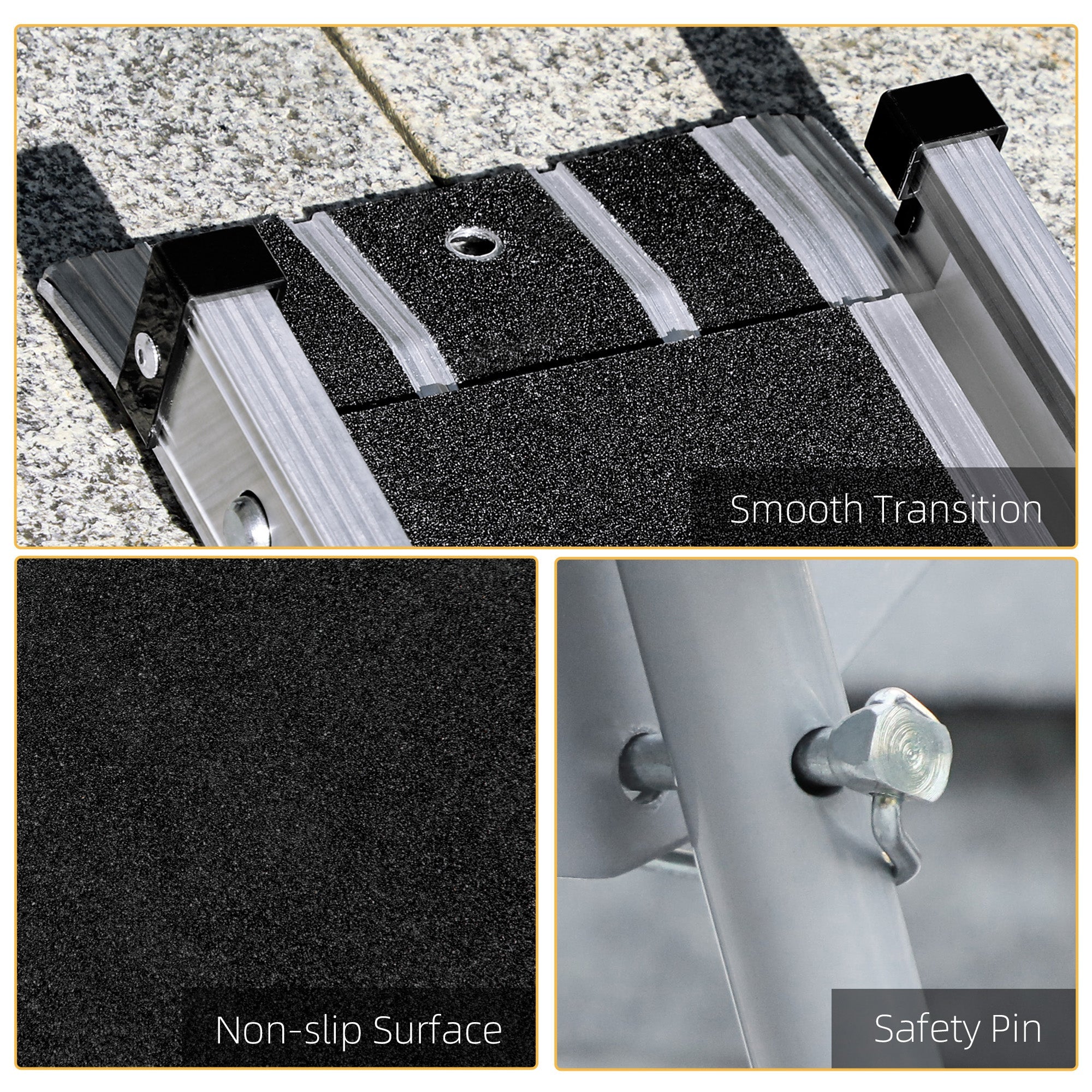 HOMCOM Telescopic Wheelchair Ramp, 8ft, 600 lbs, Aluminium Threshold Ramp, 2 Pack, for Home Steps, Mobility Scooters, Stairs