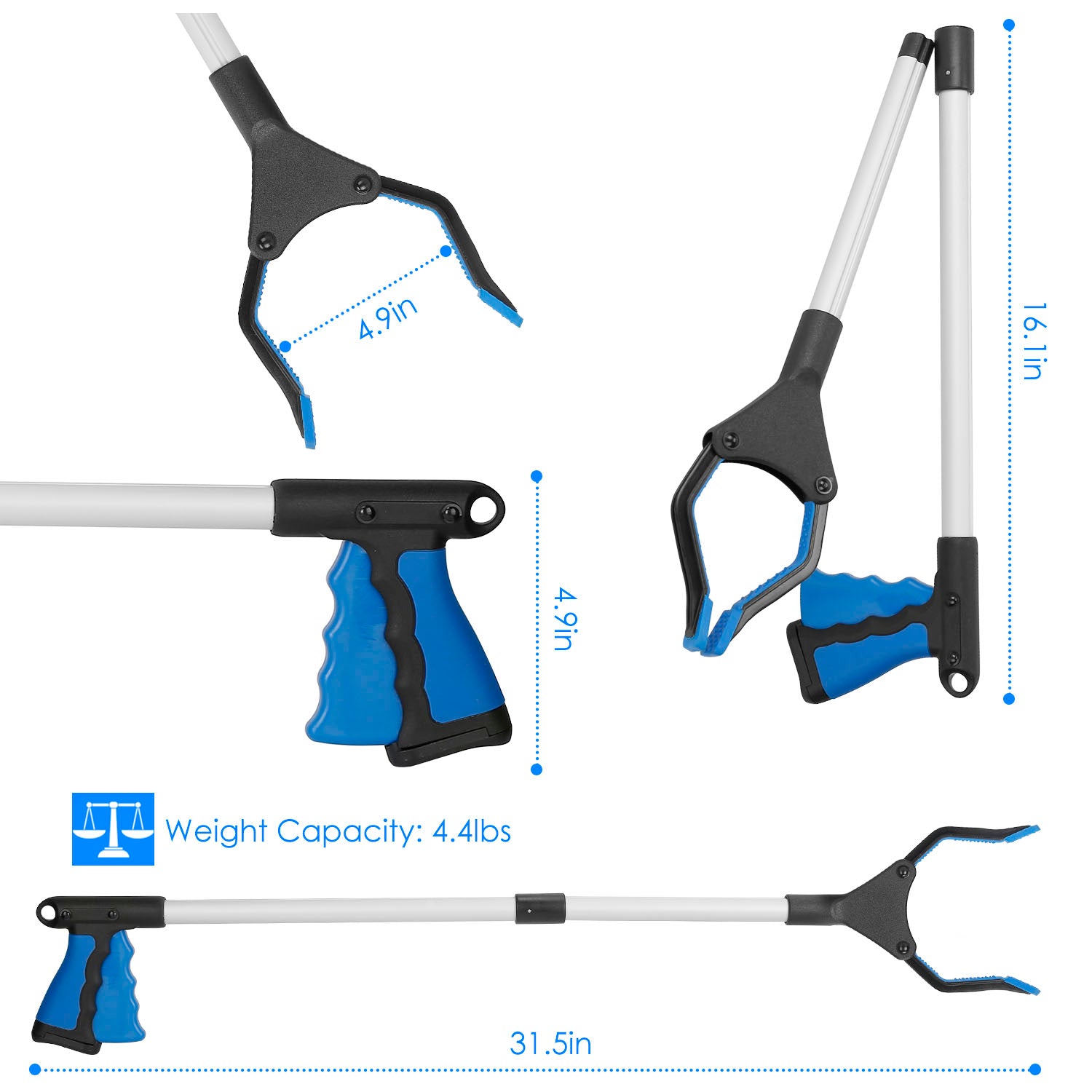 2 Pack 31.5” Folding Grabber Pick up Reaching Tool Hand Grip Heavy Duty Aid Trash Stick Litter Picker