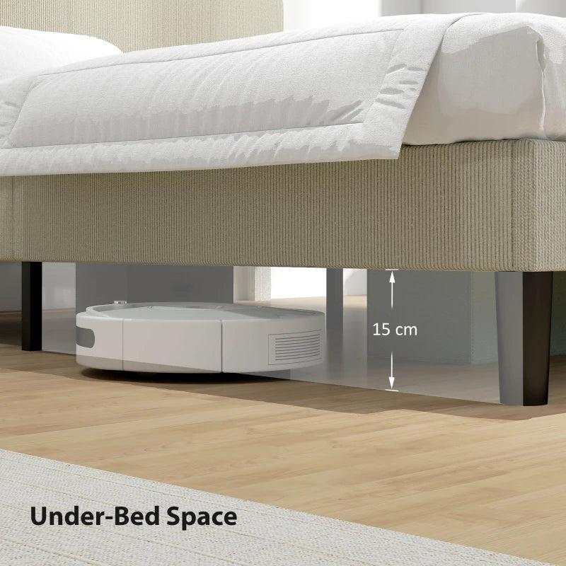 King Size Bed Frame with Adjustable Upholstered Headboard Platform Bed Frame Wood Slat Support Noise Free Light Grey