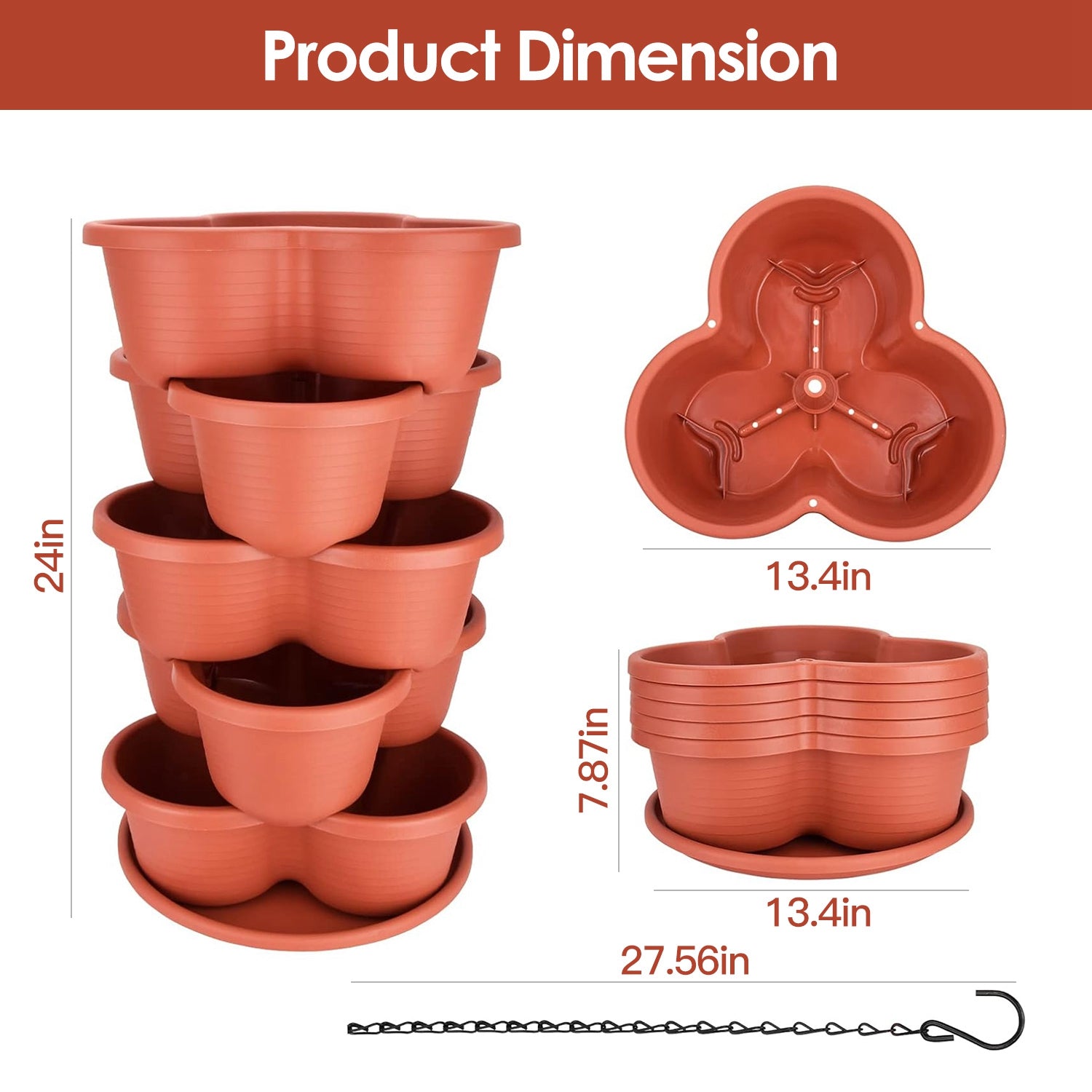 5 Tier Vertical Stackable Planter Garden Tower Stackable Planter Outdoor Gardening Pots for Strawberries Flowers Herbs Vegetables