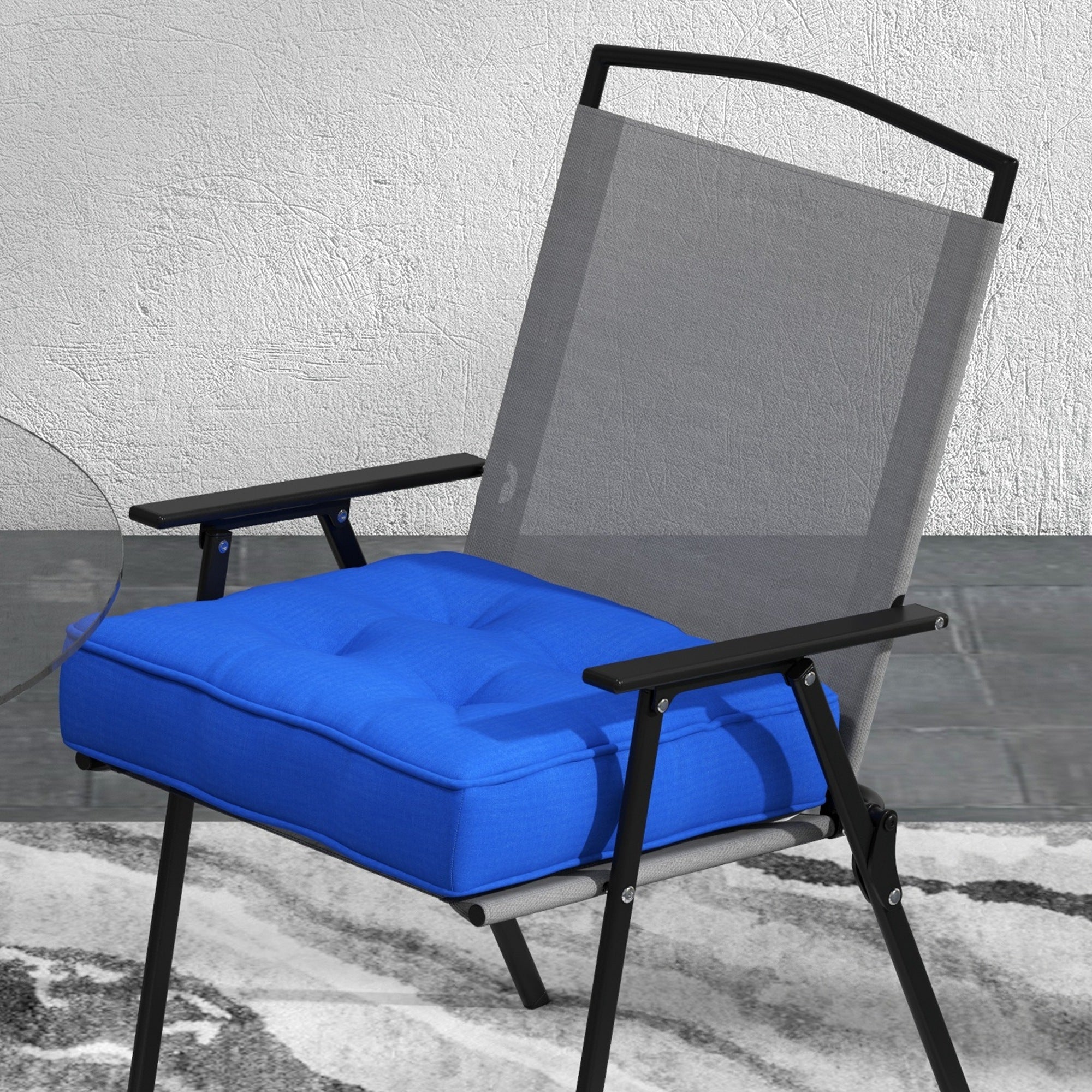 Outsunny 2-Piece Outdoor Patio Chair Cushions Set Replacement with Button Tufted Navy Blue
