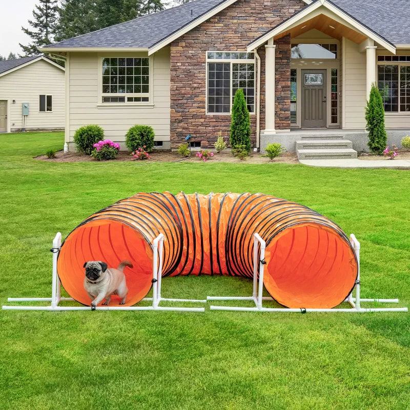 Dog Tunnel, 13 Foot Long, 24" Open Pet Agility Equipment with 2 Support Brackets, Carrying Bag, Orange