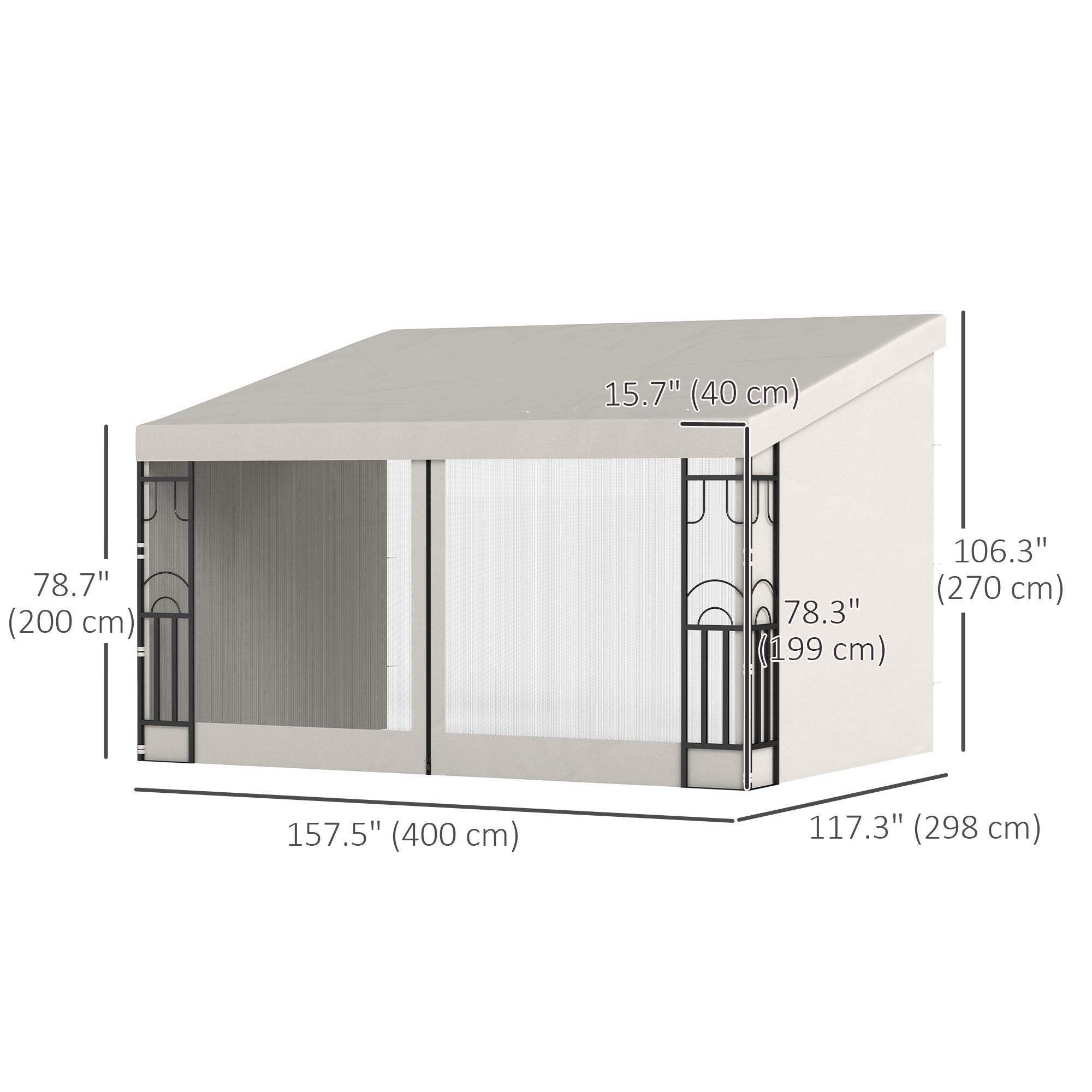 Outsunny 10' x 13' Wall Pergola, Outdoor Gazebo with 2 Curtains and 2 Nettings, UV Resistant, for Patio, Deck,  Beige