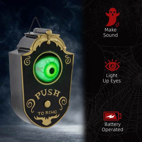 HOMCOM 7.1 Halloween Decoration, Animatronic Doorbell With Simulation Light-up Eyeball, Sound And Motion Activated Animated Prop W Piercing Doorbell Sound